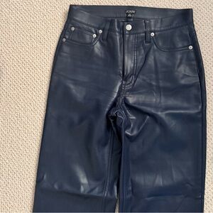 Navy faux leather j crew pants 25T